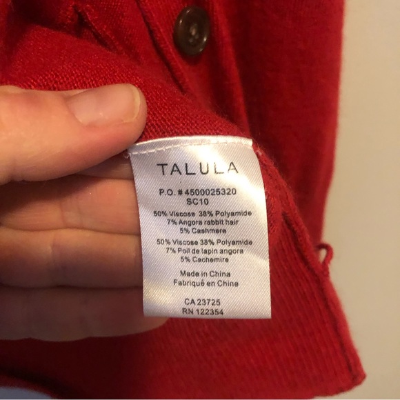 NWOT Red Talula Cashmere Button Cardigan Size S - Picture 4 of 5